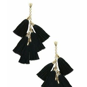 Daydreamer tassel earrings in Black and Gold
